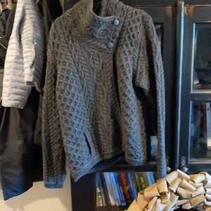 Beautiful Asymmetrical Button Aran Sweater